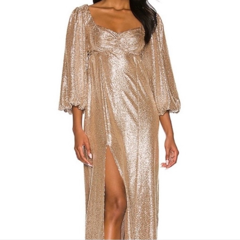 Show Me Your MuMu Gold Sydney Midi Dress